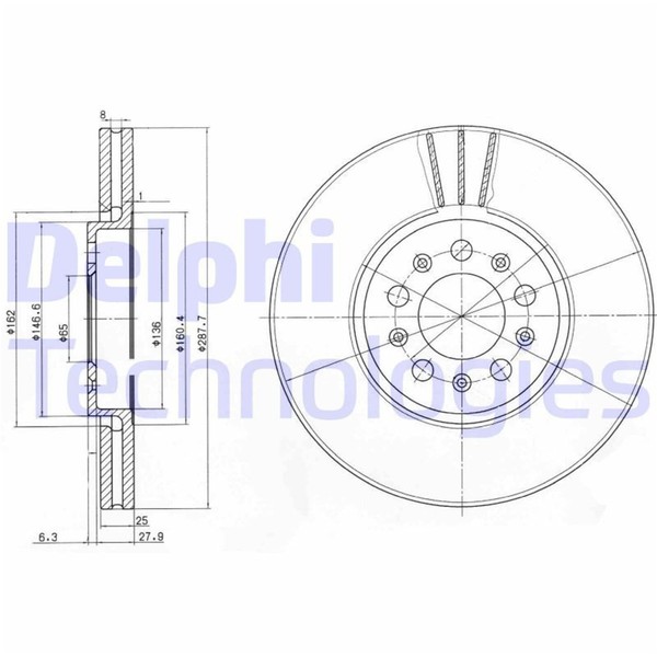 2X Delphi Bremsscheiben Vorne 288Mm BelÜFtet Passend FÜR Audi A1 A3 Seat-image