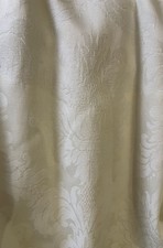 Vintage Country House Damask Cream Triple Pleat Lined Pair Curtains Excellent