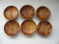 Vtg S/6 Hand turned  Wood Pinch  / Salt Cellar/ seasoning-spice bowls 3 1/2"