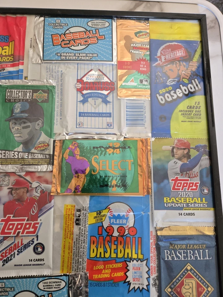 Custom Frame Empty Baseball Original Trading Card Wrappers Vintage & Modern Mix - Image 4 of 4