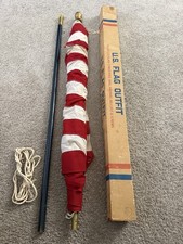 Vintage US American Flag 3x5 All Cotton Flag Outfit w Pole Rope Box USA