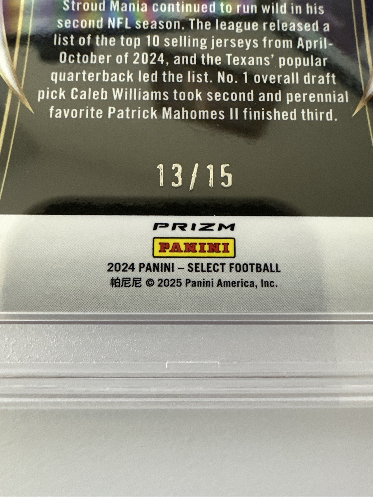 2024 Select CJ Stroud #42 Pink Glitter 13 /15 PSA 9 view 8