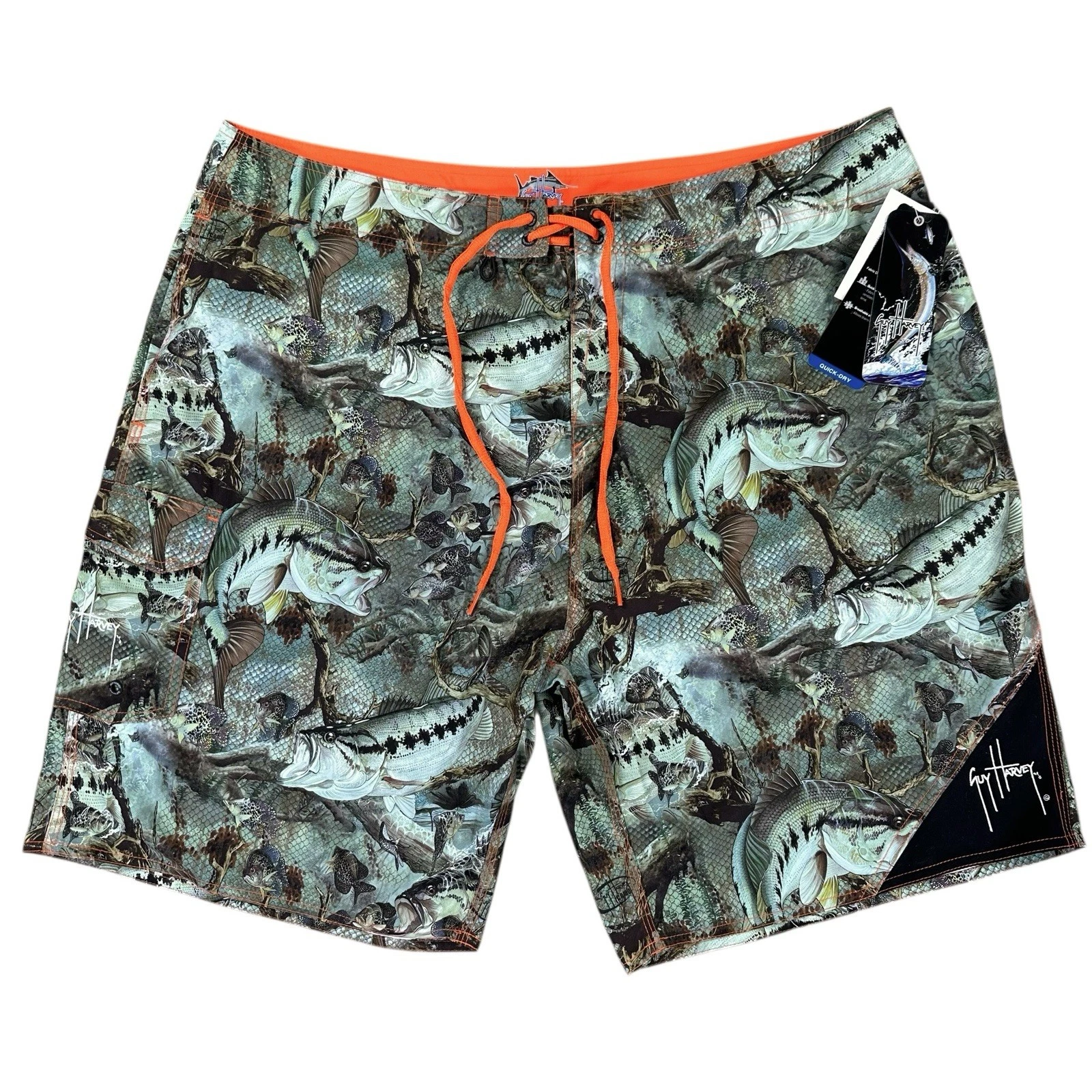 AFTCO Guy Harvey Mens Size 40 Strike Board Shorts Bass Crappie Fishing Quick Dry