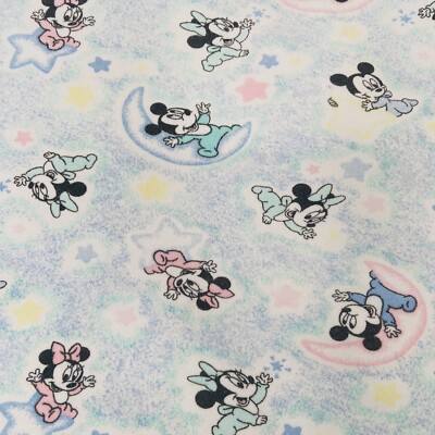 Vintage Dundee Disney Babies Mickey Minnie Moon Stars Cotton Baby Blanket  35x27