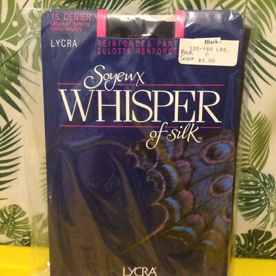 Vintage Pantyhose Whisper Silk Back Seam Sheer Color Black Size C  BWW01