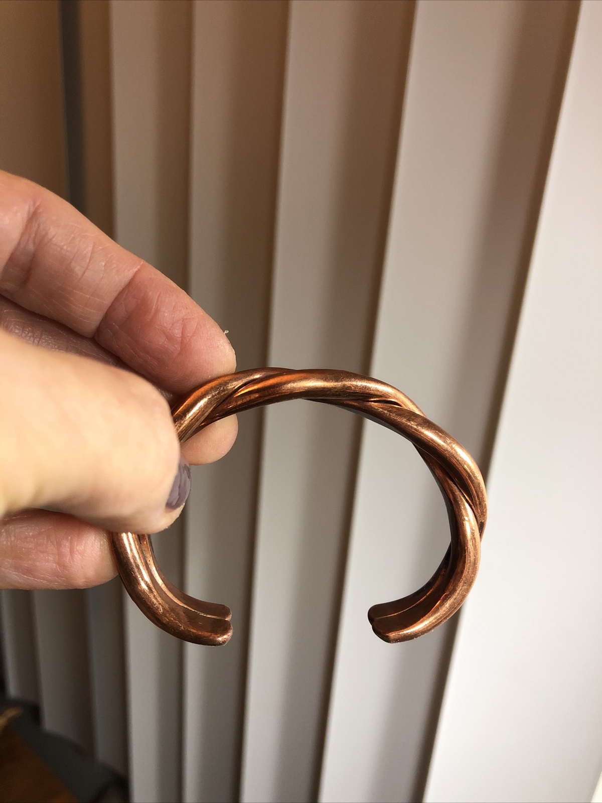 Vintage A marked Solid Copper Hand Crafted Two Ro… - image 3