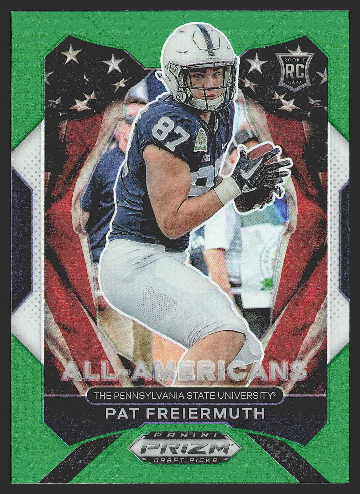 2021 Panini Prizm Draft Picks Collegiate #184 Pat Freiermuth Green RC