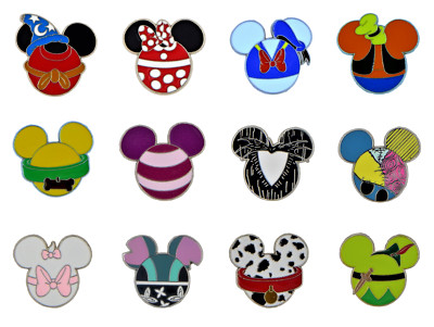 13 Specific Mickey Head Shape Character Disney Park Trading Pin Set Brand New