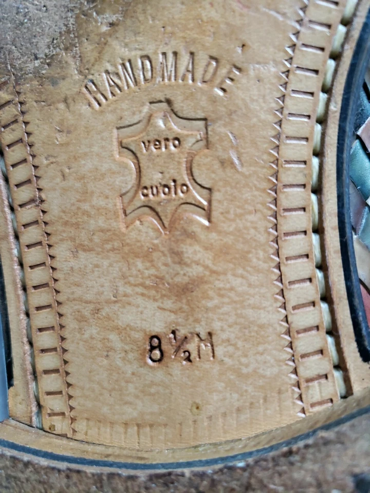 Mezlan Mens Handmade Woven Multicolored Leather 8 1/2 M Spain - Image 4 of 4