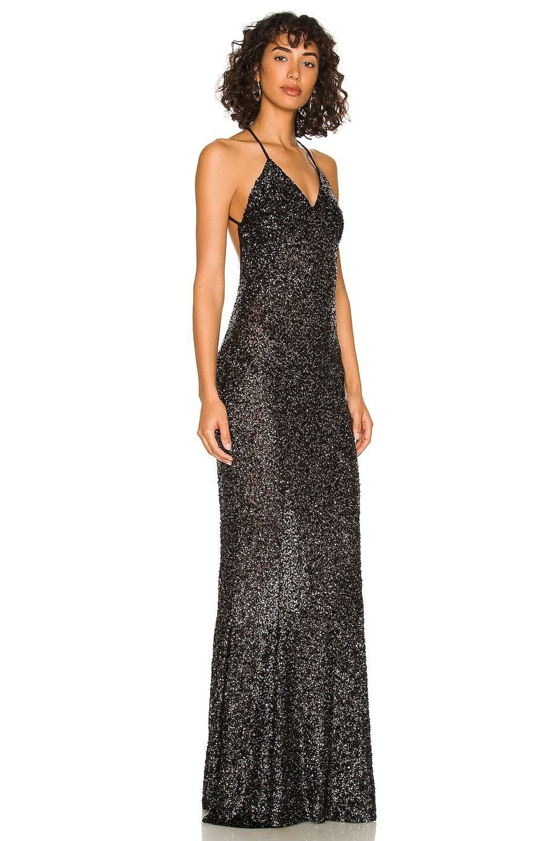 norma kamali sequin dress Norma Kamali Sequin Low Back Slip Mermaid Fishtail Gown in Neon Orange Suite 201