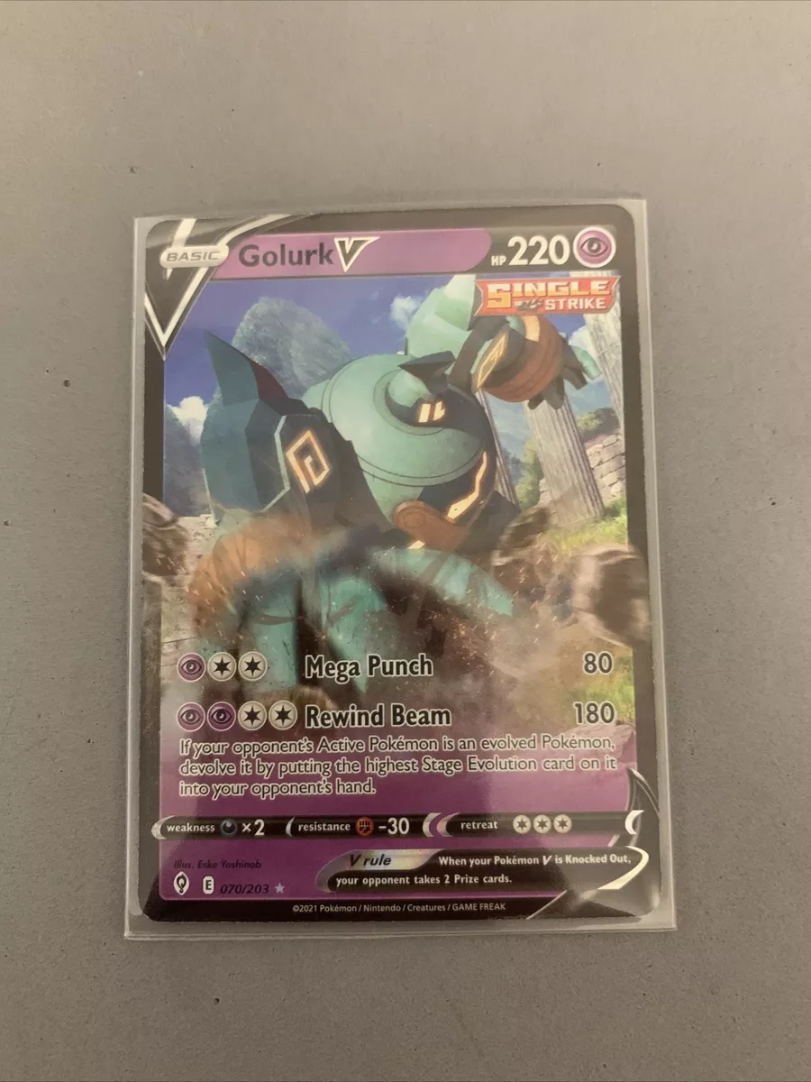 Pokemon TCG Evolving Skies Full Art Single Strike Golurk V 070/203 Ultra  Rare