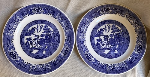  Set Of Two 10” Blue Willow Royal Ironstone Dinner Plates