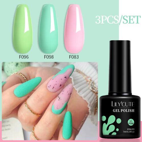 3pcs/set UV Gel Nagellack Set Glitzer Pailletten UV LED Gel Nail Art Gel Polish - Bild 51 von 56