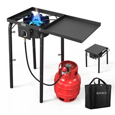 100,000BTU Outdoor Camping Stove with Bag, Propane Burner Portable Gas Cooker