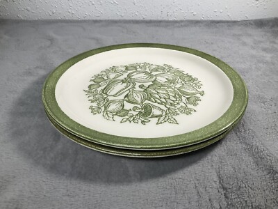 (2) Vintage JAMESTOWN CHINA Vegetable Pattern Dinner Plates 10-1/4 