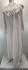 Vtg 1960s 1970s Spotlight Pink Nylon Blend Nightgown White Floral Lace Coquette