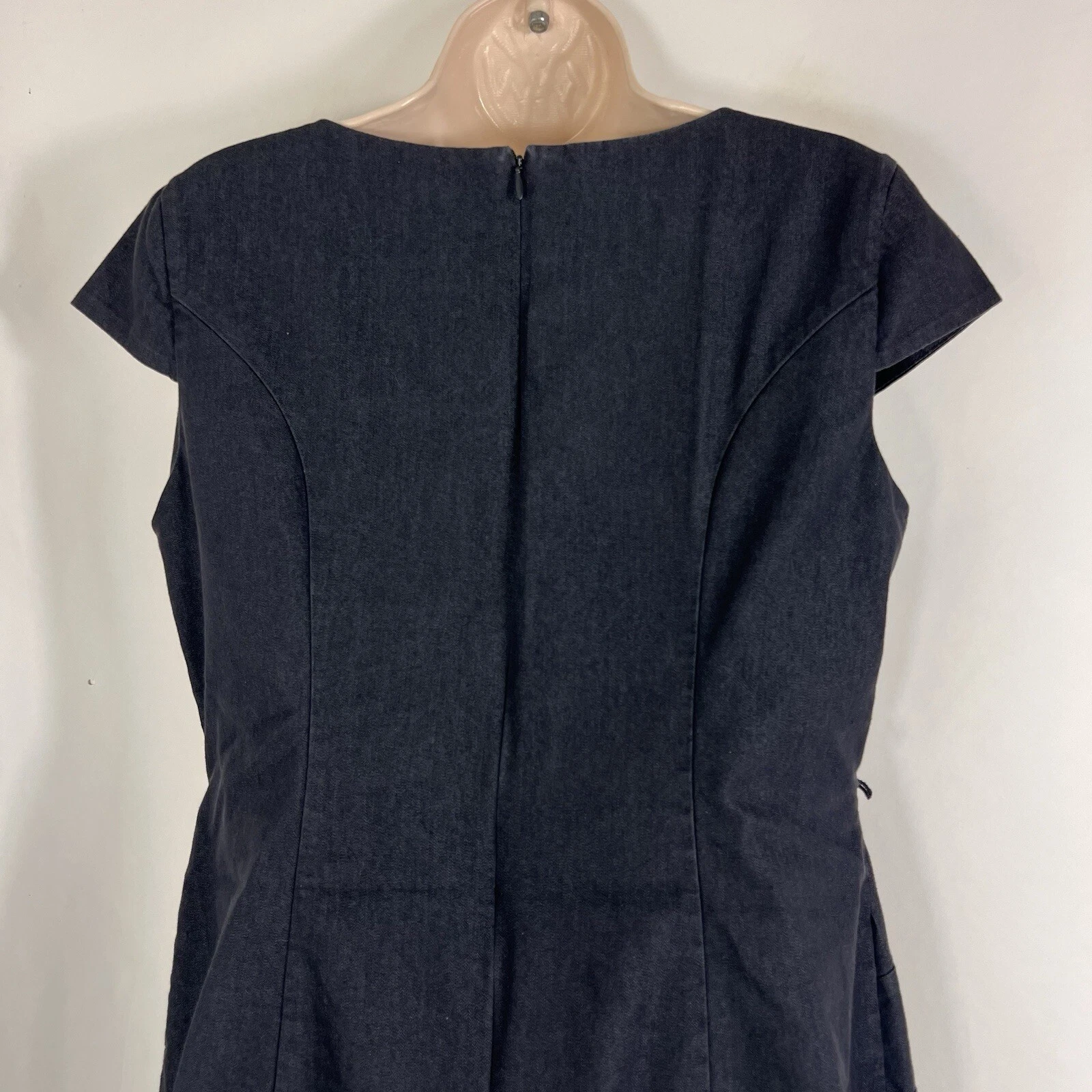 Abito donna Alyx tubino a matita taglia 10 manica corta sopra ginocchio blu chambray