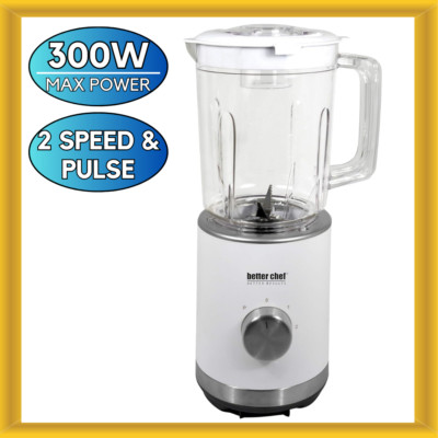 Better Chef Compact Blender 2 Speed & Pulse 300 Watt Power Motor BPA Free White