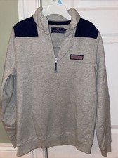 EUC Vineyard Vines Blue and Gray Pullover  Shep Shirt 1/4 Zip Boys Large