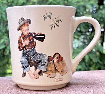 Norman Rockwell Porcelain Cream 10 oz Coffee Mug A BOY & HIS DOG