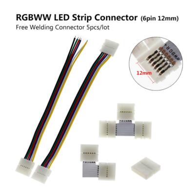 6Pin LED Strip Connector for RGBCCT 12mm LED Strip Free Welding Connector