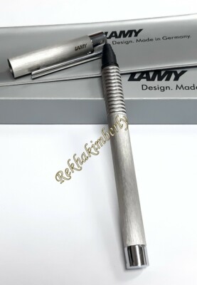 Lamy L306 Logo Brushed Steel Rollerball Pen Black ink Size:M