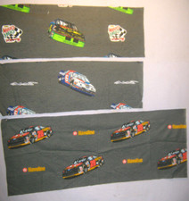 3 Scraps of Racing Car Fabric- for Quilt Blocks or Applique