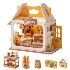 Rolife Miniatura Legno Casa Fai da Te LED Panetteria Box Bambini Giocattolo Regali