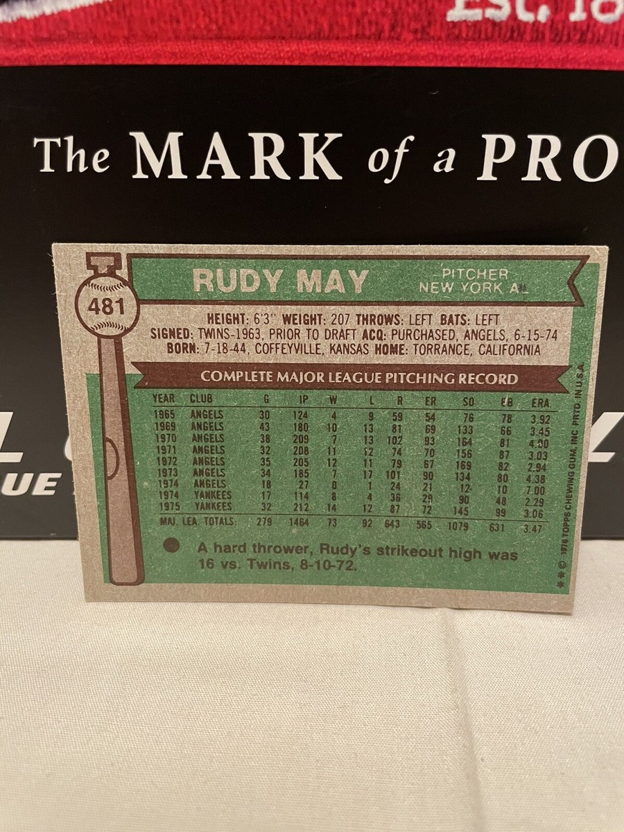 may2ページ 1976 Topps Baseball Card Rudy May #481 NM Condition Combined