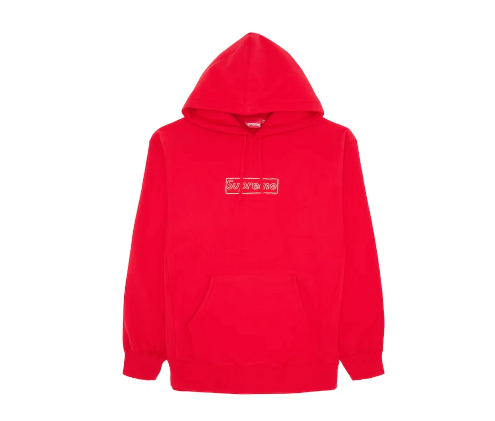 Sweat à capuche rouge moyen boîte SUPREME x KAWS [MK]