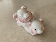 Vintage Ceramic Pigs Figurine 1950s Piggies Happy Smiles