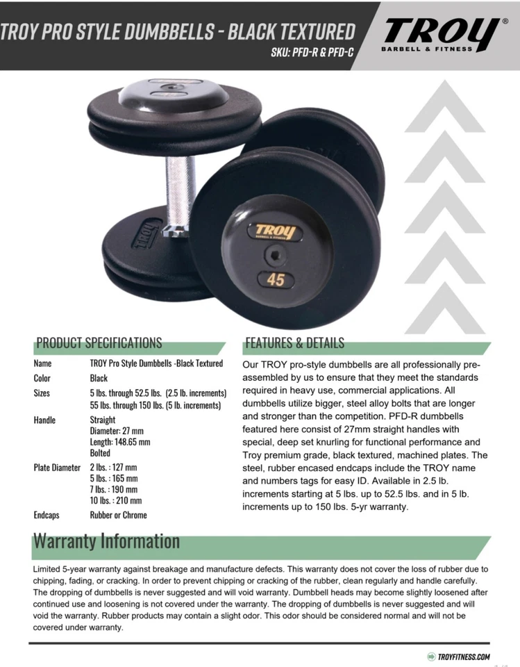 TROY 5 磅 - 50 磅双铃套装“查看完整描述:1,695 美元 * - 2,295 美元 — 第 2/4 张图片
