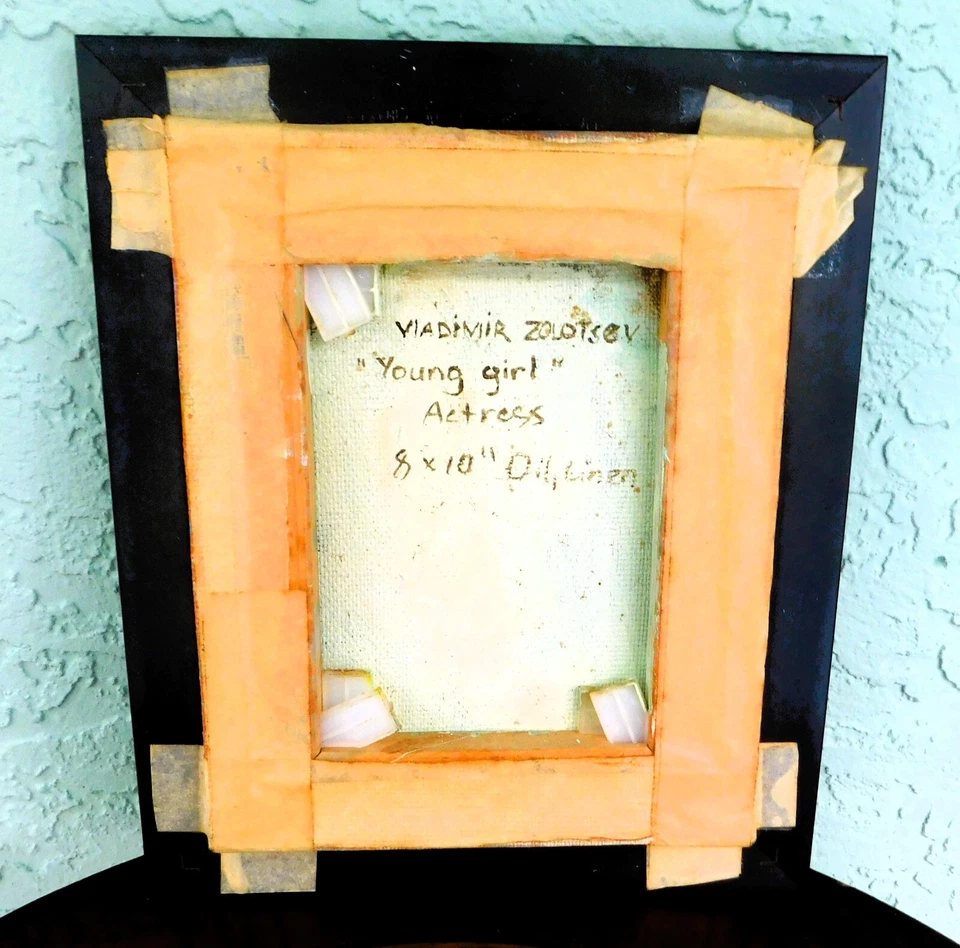 Artista ruso Vladimir Zolotsev joven actriz 8 X 10 pintura al óleo lino Foto 2 de 2