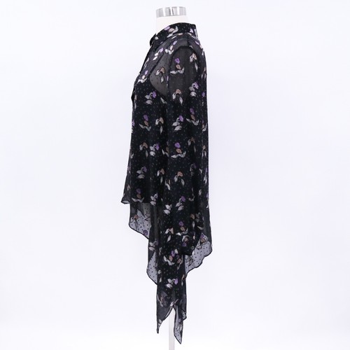 Opening Ceremony Blouse Top Silk Womens 4 NEW Black Gestures Handkerchief Hem - Picture 10 of 17