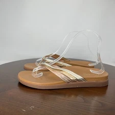 Vionic Palm Catalina Sandal Womens 10M Gold Silver Leather Triple Metallic Strap