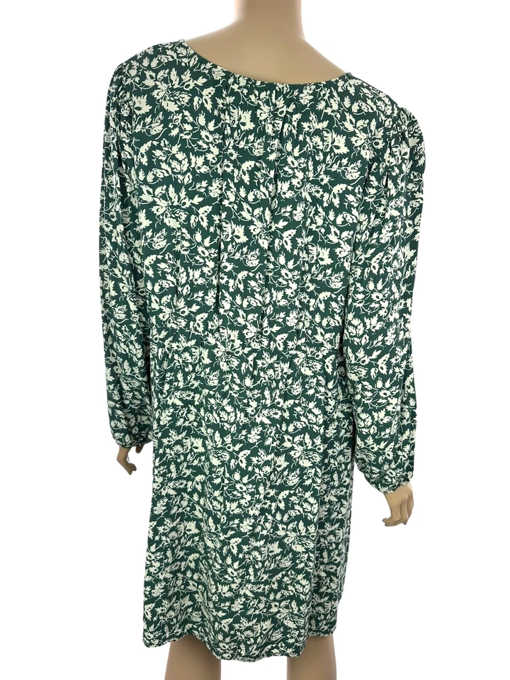 Madewell Dress Green & Beige Size XL V-Neck Long Sleeve 100% Viscose - Image 4 of 4