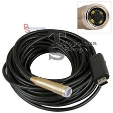 PDR*TELECAMERA ENDOSCOPICA 5 MT 4 LED CAVO SONDA FLESSIBILE USB 5 METRI ISPEZION