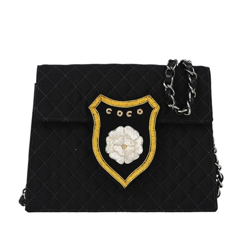 Chanel Black Emblem Chain Shoulder Bag 153382