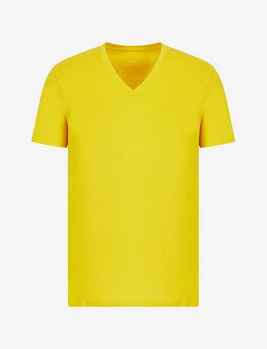 Yellow v neck t shirt hot sale