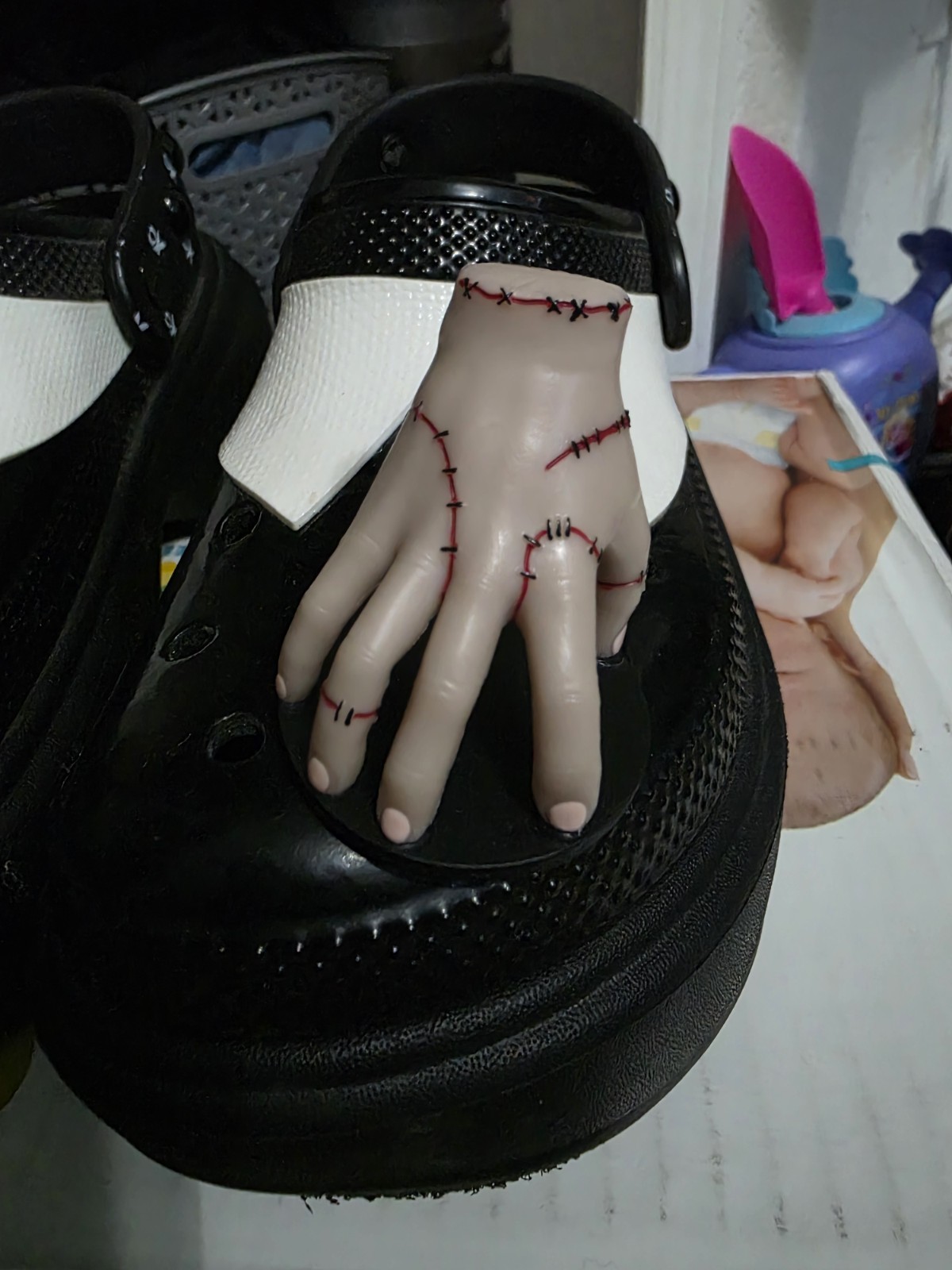 Wednesday Addams Stomp Clogs Crocs Black Platform Slingback