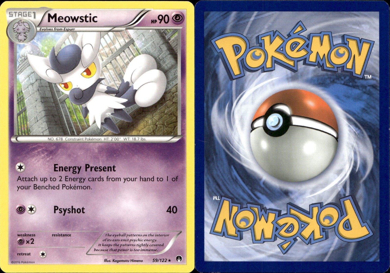 Meowstic 59/122 VLP - RARE Non Holo XY Breakpoint Pokemon Card