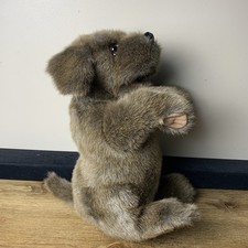 Folkmanis Puppet Sitting Dog Brown Puppy Furry Full Body Hand Puppet Begging