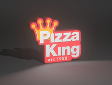 Pizza King Restaurant Indiana - Insegna LED illuminata USB - Uomo Cave - Arcade - Retrò