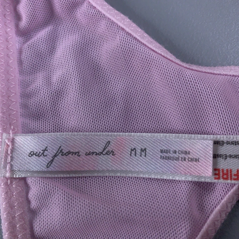 Nuevo Tanga Panty Out From Under Mujer Talla Mediana Rosa Malla Amarillo Encaje Foto 3 de 4