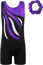 BAOHULU Leotard for Girls Gymnastics Toddler 10-11 Years, Black Purple Set