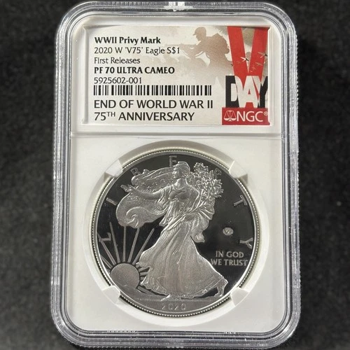 2020-W V75 American Silver Eagle West Point Privy V Day WWII NGC PF 70