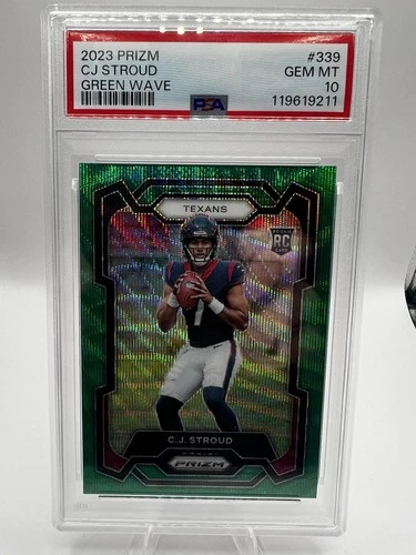 2023 Panini Prizm CJ Stroud Green Wave #339 RC PSA 10