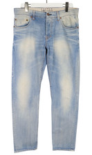 GSUS SINDUSTRIES 11 oz Jeans Herren W33/L32 Fade Effect Whiskers Button Fly Blau