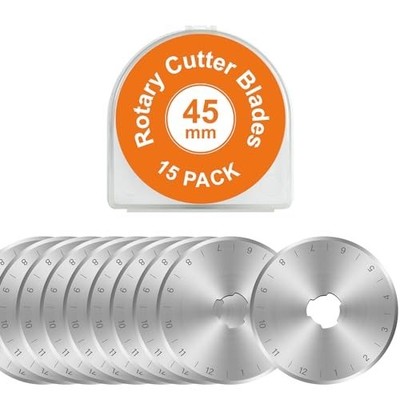 45mm Rotary Cutter Blades 15-Pack Sharp Durable Anti-Rust for OLFA Fiskars