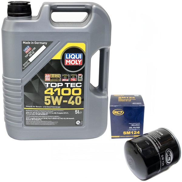 MotoröL Set Liqui Moly 5W-40 5 Liter + ÖLfilter FüR Honda Accord V Opel Rover-image